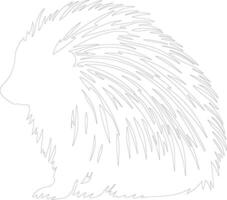 North American porcupine  outline silhouette vector