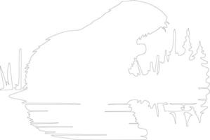 North American beaver  outline silhouette vector