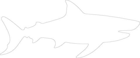 basking shark  outline silhouette vector