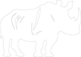 blanco rinoceronte contorno silueta vector