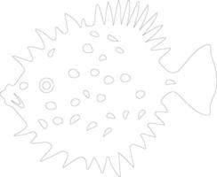 pez globo contorno silueta vector