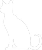 Abyssinian Cat  outline silhouette vector