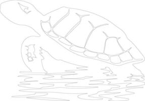 painted turtle  outline silhouette vector