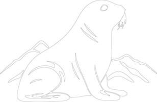 Weddell seal  outline silhouette vector