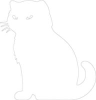 Scottish Fold Cat  outline silhouette vector