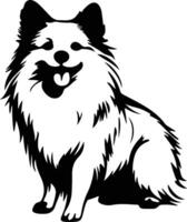 American Eskimo Dog   black silhouette vector