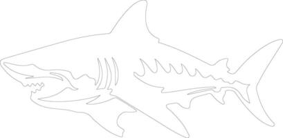 tiger shark    outline silhouette vector