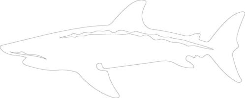 basking shark  outline silhouette vector