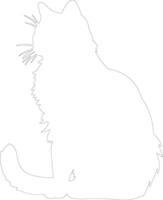 Selkirk Rex Cat outline silhouette vector