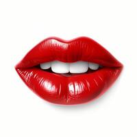 AI generated Red sensual lips isolated on white background. High quality photo