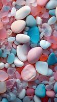 AI generated Summer beach stone background. Vertical background photo