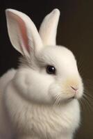 AI generated Funny white little rabbit for greeting Easter Day photo