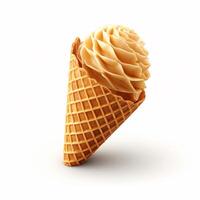 AI generated Yummy fruit ice cream in a waffle cone, isolated on a white background photo