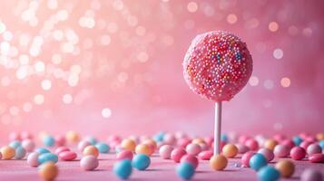 AI generated Minimalistic sweet and candy background concept with empty space. photo