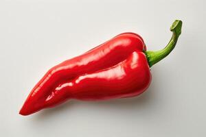 AI generated Red Pepper on White Background A bright red pepper rests on a clean white background, showcasing its vibrant color and texture. photo