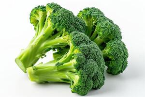 AI generated Close-Up of a Broccoli Floret This close-up photo captures the intricate details of a single piece of broccoli, showcasing its vibrant green color and textured surface.