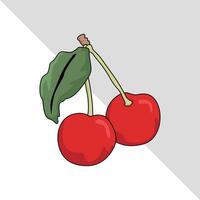 Cereza Fruta ilustración 2d plano gráfico vector