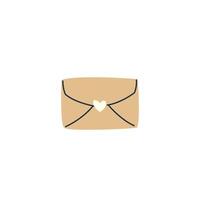 Vector Illustration of paper envelope with heart. Isolated element on a white background