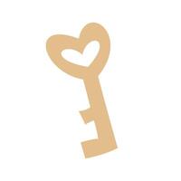 Vector Illustration of Heart Key, love symbol. Isolated element on a white background. For wedding and Valentines day concept