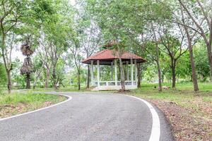 Gazebo on the road in the park, Thailand. photo
