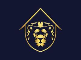 House lion logo design template. vector