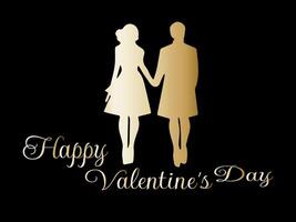 Valentine's day logo design vector template. happy valentine's day logo design gold colour. Couple love logo 14 february valentine day.