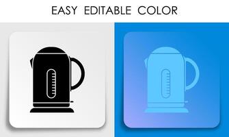 eléctrico tetera icono en estar icono en papel cuadrado pegatina con sombra. vector botón