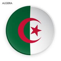 Algeria flag icon in modern neomorphism style. Button for mobile application or web. Vector on white background