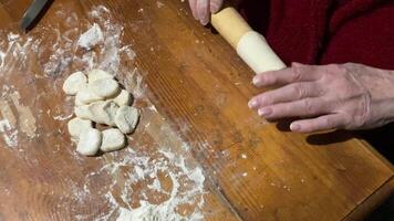 Preparing dough for making dumplings video