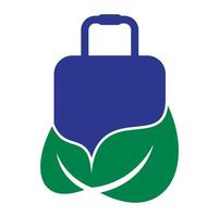 Leaf with Suitcase logo design concept vector. vector