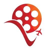 Travel film logo design vector icon.