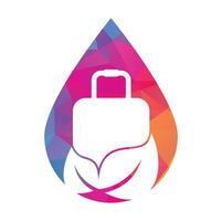 Leaf with Suitcase logo design concept vector. vector