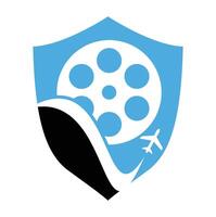 Travel film logo design vector icon.