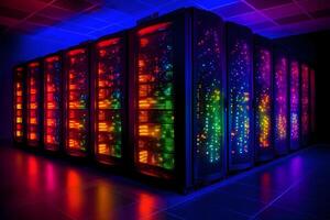 AI generated Server room with hard drives in data center photo