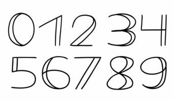 Hand drawn style digits numbers font vector