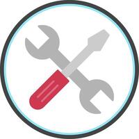 Cross Wrench Flat Circle Icon vector