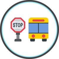 Bus Stop Flat Circle Icon vector