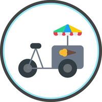 Ice Cream Cart Flat Circle Icon vector