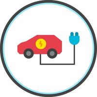 Electric Car Flat Circle Icon vector