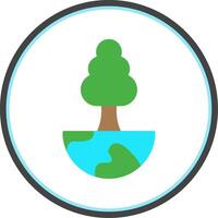 World Tree Flat Circle Icon vector