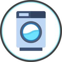 Washing Machine Flat Circle Icon vector