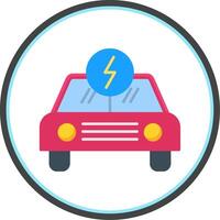 Electric Car Flat Circle Icon vector