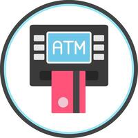 Atm Machine Flat Circle Icon vector