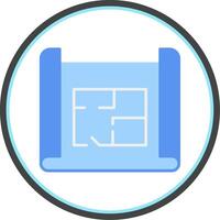 Blue Print Flat Circle Icon vector