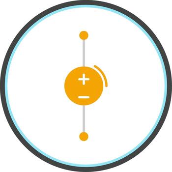 corriente continua voltaje fuente plano circulo icono vector