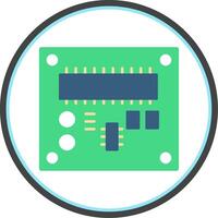 tarjeta de circuito impreso tablero plano circulo icono vector