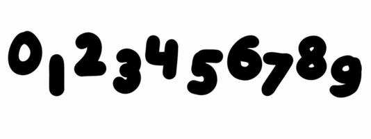 Hand drawn style digits numbers font vector