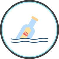 Message In A Bottle Flat Circle Icon vector