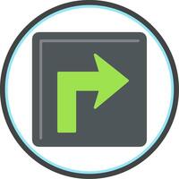 Turn Right Flat Circle Icon vector