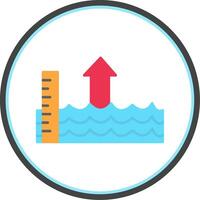 Sea Level Rise Flat Circle Icon vector